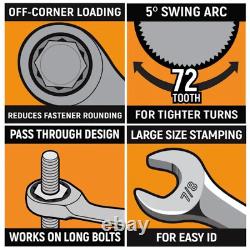 Combination Ratcheting Wrench Tool SAE/Metric 72-Tooth Alloy Steel 32-Piece Set