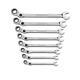 Combination Ratcheting Wrench Tool Set 72-tooth Sae Indexing Alloy Steel (8-pc)