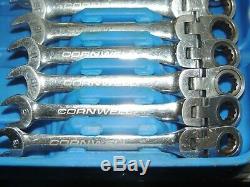 Cornwell Tools CRW12MSF 12 Pc Met Flex Ratcheting Comb Box Wrench Set 8MM -19MM