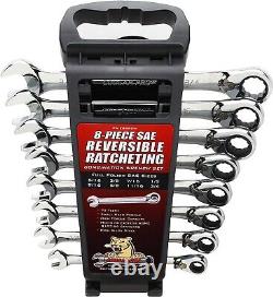Cougar Pro Reversible Ratcheting Combination Wrench Set 8 Pieces SAE E8SRCW