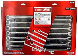 Craftsman 20 pc Combination Ratcheting Wrench Set Metric MM & Standard SAE