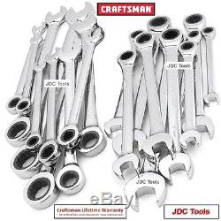 Craftsman 20 pc Combination Ratcheting Wrench Set Metric MM Standard SAE 10
