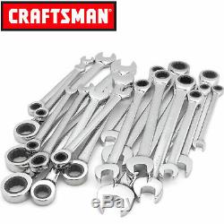 Craftsman 20 pc Ratcheting Combination Wrench Set SAE Metric 946820 with Tool Bag