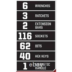 Craftsman 230-Piece Silver Finish Standard Metric Mechanics Tool Set 70190 NEW