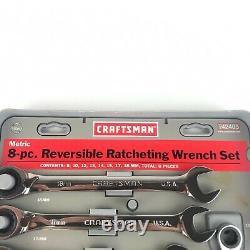 Craftsman 8-Pc 12Pt Metric Reversible Ratcheting Wrench Set 8mm 18mm USA 42405