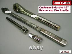 Craftsman Industrial 1/2 Drive Ratchet and Flex Arm Bar w 2 USA Extensions NEW