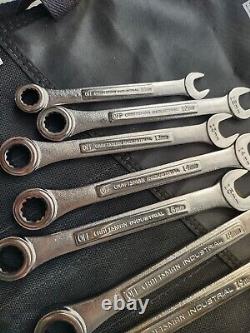 Craftsman Industrial USA, 7pc Metric Ratcheting Wrench Set 10mm-19mm with Roll