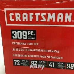 Craftsman Standard and Metric Mechanics Tool Set 309-Piece Chrome CMMT82333