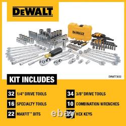 DEWALT Chrome Mechanics Tool Set Ratchet Socket Wrenches Hex Keys Bits 142 Piece