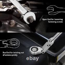 DISEN Ratcheting Wrench Set, 25 pcs Long Flex-Head Ratchet Wrenches Set Doubl
