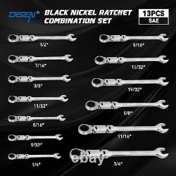 DISEN Ratcheting Wrench Set, 25 pcs Long Flex-Head Ratchet Wrenches Set Doubl