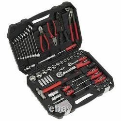 DIY Mechanic Sockets Ratchets Screwdrivers Hammer Pliers Tool Kit 100pc In Case