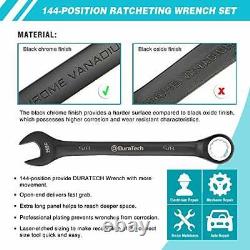 DURATECH 144-Position Ratcheting Wrench Set SAE 8-Piece 2.5-Degree 5/16'' to