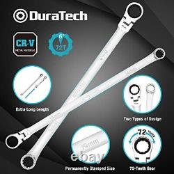 DURATECH 27PCS Flex Head Ratchet Wrench Set Extra Long, Double Box End