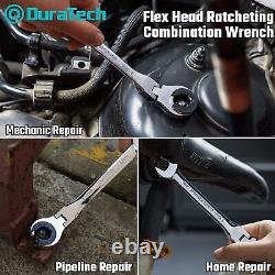 DURATECH 6 Pieces Metric Ratcheting Wrench Set Open Flex-head with Organizer Bag