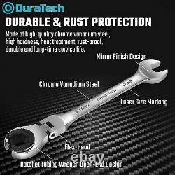 DURATECH 6 Pieces Metric Ratcheting Wrench Set Open Flex-head with Organizer Bag