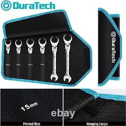 DURATECH 6 Pieces Metric Ratcheting Wrench Set Open Flex-head with Organizer Bag