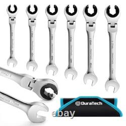 DURATECH 6-Pieces Open Flex-head Ratcheting Wrench Set 10-17mm Tubing Wrench Set