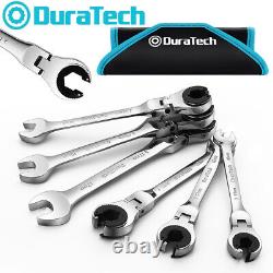 DURATECH 6-Pieces Ratcheting Wrench Set Open Flex-head Tubing Wrench Set 10-17mm