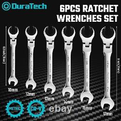 DURATECH 6-Pieces Ratcheting Wrench Set Open Flex-head Tubing Wrench Set 10-17mm