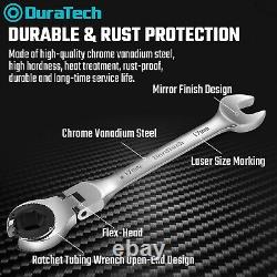 DURATECH 6-Pieces Ratcheting Wrench Set Open Flex-head Tubing Wrench Set 10-17mm