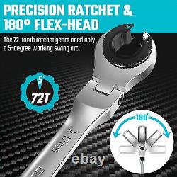 DURATECH 6-Pieces Ratcheting Wrench Set Open Flex-head Tubing Wrench Set 10-17mm