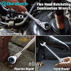 DURATECH 6-Pieces Ratcheting Wrench Set Open Flex-head Tubing Wrench Set 10-17mm
