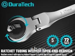 DURATECH 6-Pieces Ratcheting Wrench Set Open Flex-head Tubing Wrench Set 10-17mm