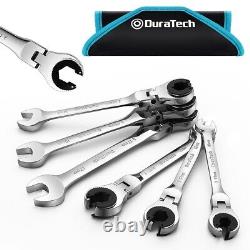 DURATECH 6-Pieces Ratcheting Wrench Set Open Flex-head Tubing Wrench Set 10-17mm