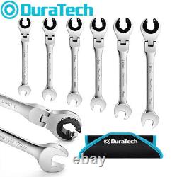 DURATECH 6-Pieces Ratcheting Wrench Set Open Flex-head Tubing Wrench Set 10-17mm