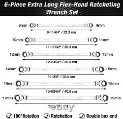 DURATECH Extra Long Flex-Head Double Box End Ratcheting Wrench Set, Metric, CR-V