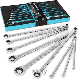 DURATECH Extra Long Ratcheting Wrench Set, Metric, 9-Piece, 8-22mm, Chrome Vanad