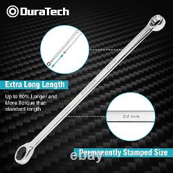 DURATECH Extra Long Ratcheting Wrench Set, Metric, 9-Piece, 8-22mm, Chrome Vanad