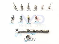 Dental Implant Surgical Torque Wrench Ratchet Full Set Drivers + Latch Adopter
