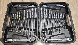 Disen 25pc Double Flex Metric & SAE Ratcheting Combination Wrench Set with Case