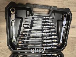 Disen 25pc Double Flex Metric & SAE Ratcheting Combination Wrench Set with Case