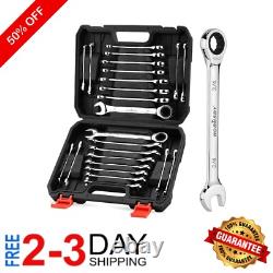 Efficient 24-Piece Ratcheting Wrench Set Slim Profile & Mirror Finish Design