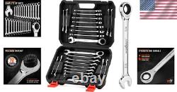 Efficient 24-Piece Ratcheting Wrench Set Slim Profile & Mirror Finish Design