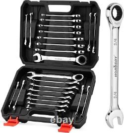 Efficient 24-Piece Ratcheting Wrench Set Slim Profile & Mirror Finish Design