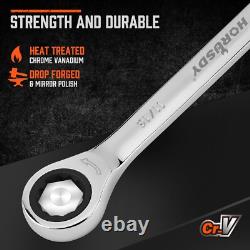 Efficient 24-Piece Ratcheting Wrench Set Slim Profile & Mirror Finish Design