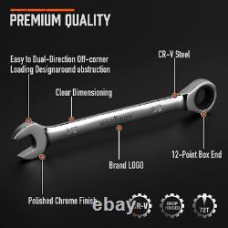 Efficient 24-Piece Ratcheting Wrench Set Slim Profile & Mirror Finish Design