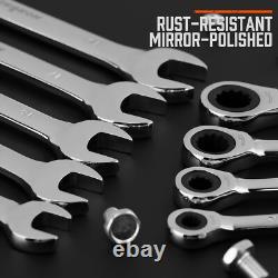 Efficient 24-Piece Ratcheting Wrench Set Slim Profile & Mirror Finish Design