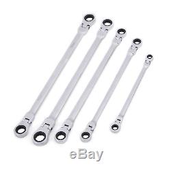 Extra Long Box End Ratchet Wrench Set With Flex Head Wrenches Hand Tool 5 Pieces