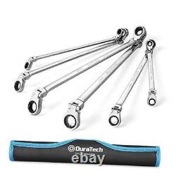 Extra Long Flex-Head Double Box End Ratcheting Wrench Set, Metric, 6-Piece, 8