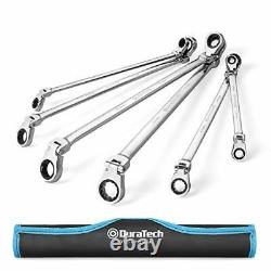 Extra Long Flexhead Double Box End Ratcheting Wrench Set Metric 6piece 819mm
