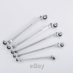 Extra Long Gear Ratcheting Wrench Set Metric XL Extended Handle with Flex Head
