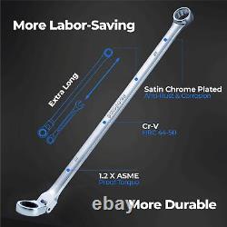 Extra Long Ratcheting Wrench Set, Flex Head & Fixed Offset Head Double Box En
