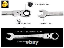 FLZOSPER 24-Piece Flex-Head Ratcheting Wrench Set, Metric & SAE Chrome Vanadiu