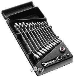 Facom 13 Piece Module Tray Set of Ratchet Combination Spanner Wrench and adaptor