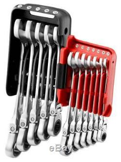 Facom 467BF. JP12 12 Piece Flexi Head Anti-Slip Ratchet Combination Spanner Set